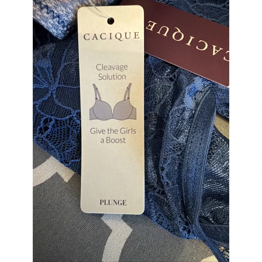 Cacique New Matching set Bra 38DDD and 14/16 Pantie Blue Lace